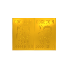 Load image into Gallery viewer, Dogecoin 1 Gram Gold Snap Bar Two 7.5 Grain Bars .9999 Pure Gold