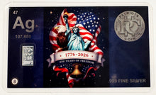 Load image into Gallery viewer, 250th Anniversary Silver Bar Collection 10 Trading Card Set with Pure Silver
