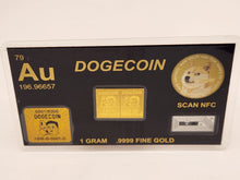 Load image into Gallery viewer, Dogecoin 1 Gram Gold Snap Bar Two 7.5 Grain Bars .9999 Pure Gold
