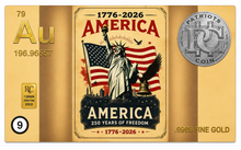 Load image into Gallery viewer, 1776-2026 250th Anniversary Collection 1/4 Grain Gold Bar  Trading Card
