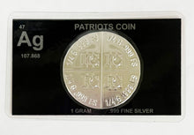 Load image into Gallery viewer, Patriots Coin Trading Card with One Gram .999 Silver Round Collectible Card

