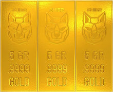 Load image into Gallery viewer, 1 Gram SHIB2 .9999 Gold Snap Bar Gold Crypto Bar (3 5gr bars)
