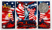 Load image into Gallery viewer, America 250th Anniversary Collection 1/4 Grain Gold Bar Trading Card Gift
