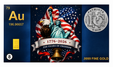 Load image into Gallery viewer, American Night Sky 250th Anniversary 1/4 Grain Gold Bar Trading Card Collectible

