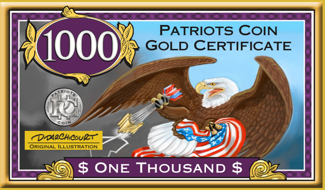 $1000 Gold Certificate for PTC Crypto