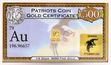 Load image into Gallery viewer, $500 Gold Certificate for PTC Crypto
