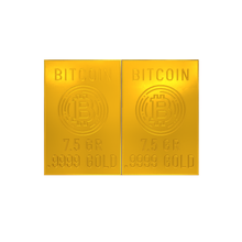 Load image into Gallery viewer, Bitcoin 1 Gram Gold Snap Bar Two 7.5 Grain Bars .9999 Pure Gold
