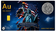 Load image into Gallery viewer, Semiquincentennial 250th Anniversary 1/4 Grain Gold Bar Trading Card Collectible
