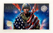 Load image into Gallery viewer, Army Trading Card with One Grain .999 Silver Round - Collectible Military Coin
