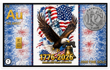 Load image into Gallery viewer, 250th Anniversary Collection 1/4 Grain Gold Bar  10 Trading Card Set

