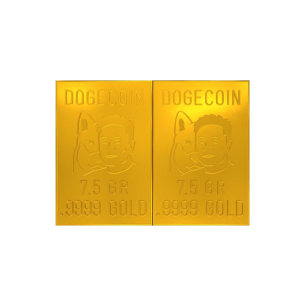 Dogecoin 1 Gram Gold Snap Bar Two 7.5 Grain Bars .9999 Pure Gold