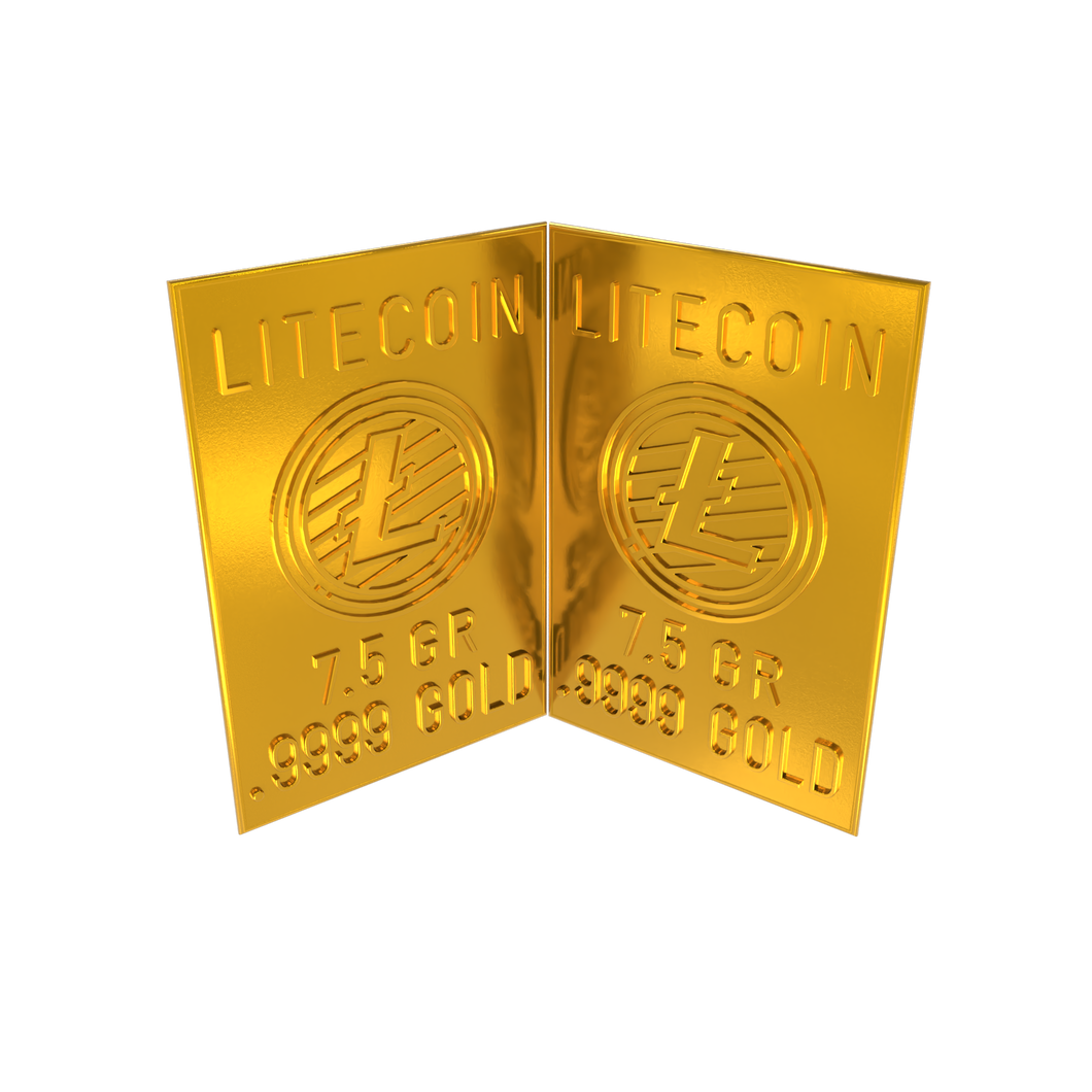 Litecoin 1 Gram Gold Snap Bar Two 7.5 Grain Bars .9999 Pure Gold