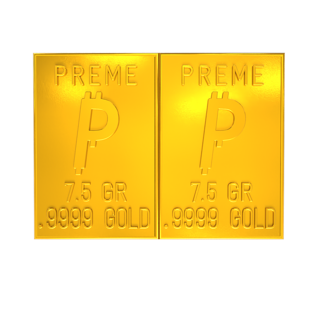 Preme 1 Gram Gold Snap Bar Two 7.5 Grain Bars .9999 Pure Gold