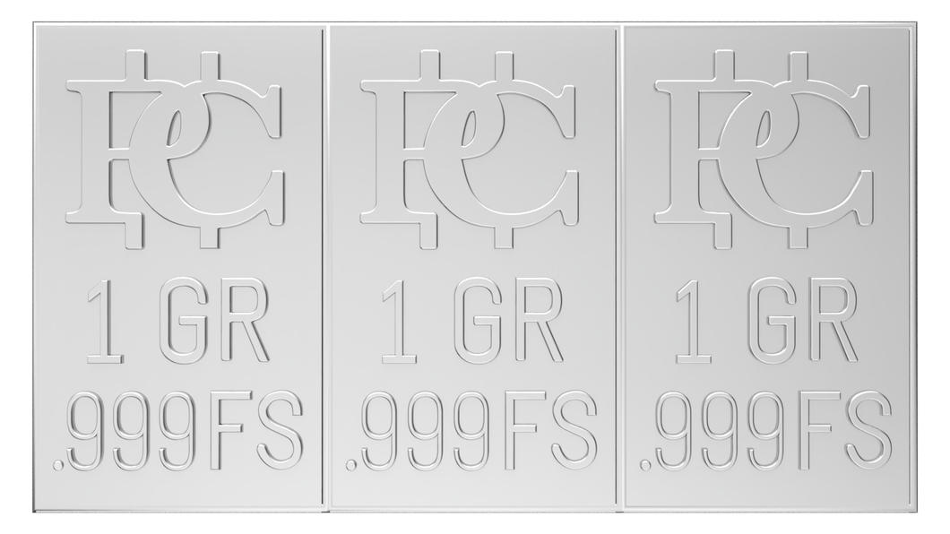 3 One Grain Divisible Silver Bar .999 Silver Bars, Snaps Apart