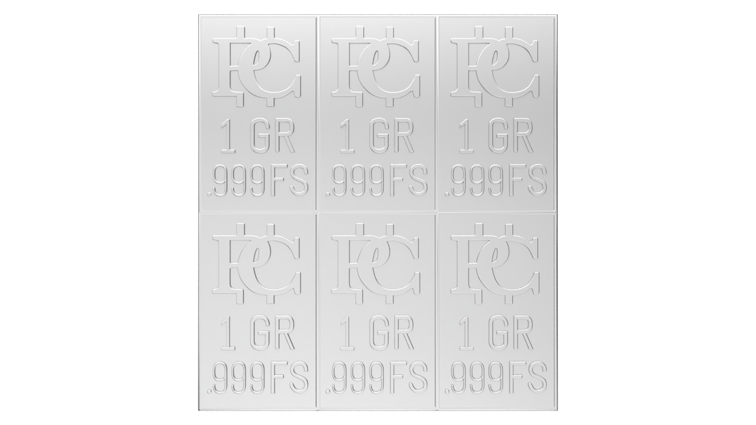 6 One Grain Divisible Silver Bar .999 Silver Bars, Snaps Apart