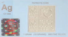 Load image into Gallery viewer, 6 Pack- 1 Gram Divisible Silver Bar .999 Silver Bars One 10 and Two 2.5 Grain Bars
