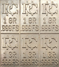 Load image into Gallery viewer, 6 Pack of 6 One Grain Divisible Silver Bar .999 Silver Bars, Snaps Apart
